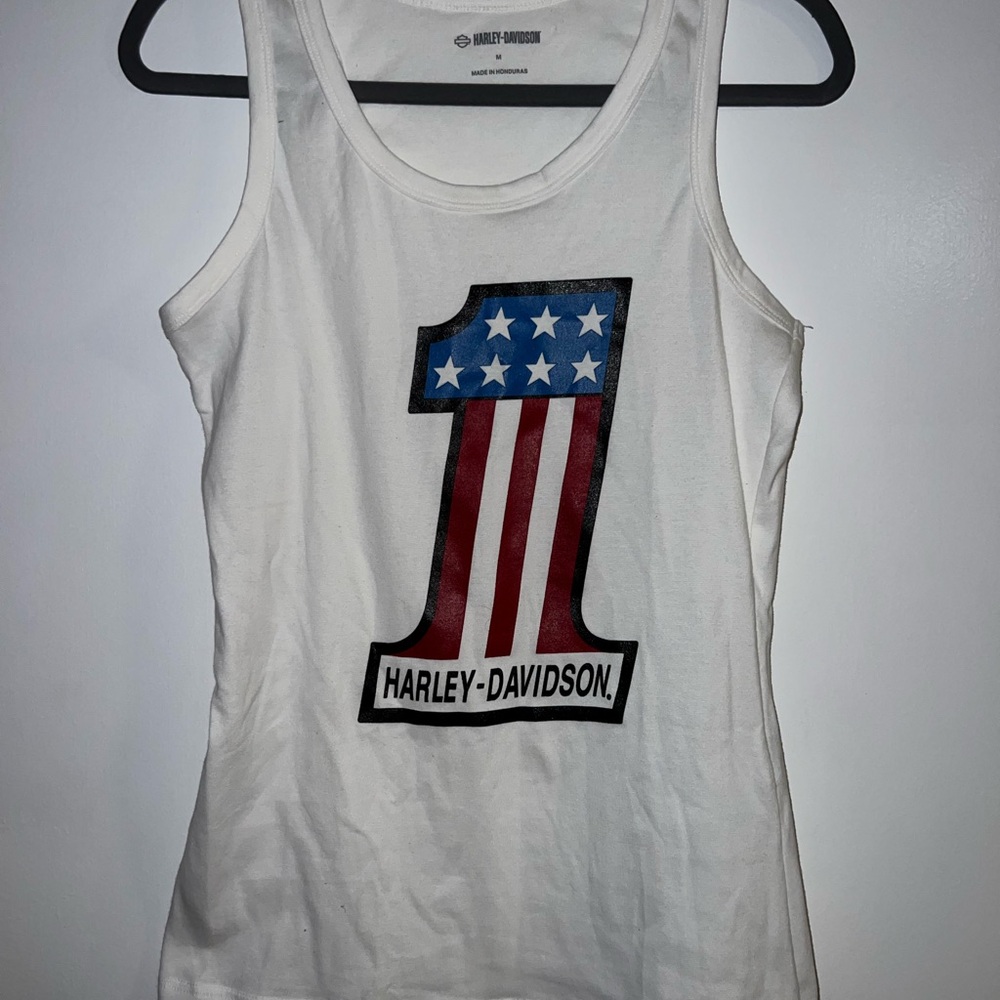 Harley-Davidson White Tank Top #1 women’s Medium, brand new missing tag